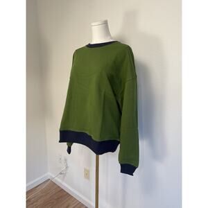 NWT WeWoreWhat x Revolve Crewneck Sweatshirt Size Large Hunter Green Colorblock